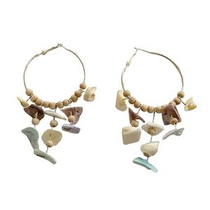 Handmade Seashell Drop Hoop Earrings